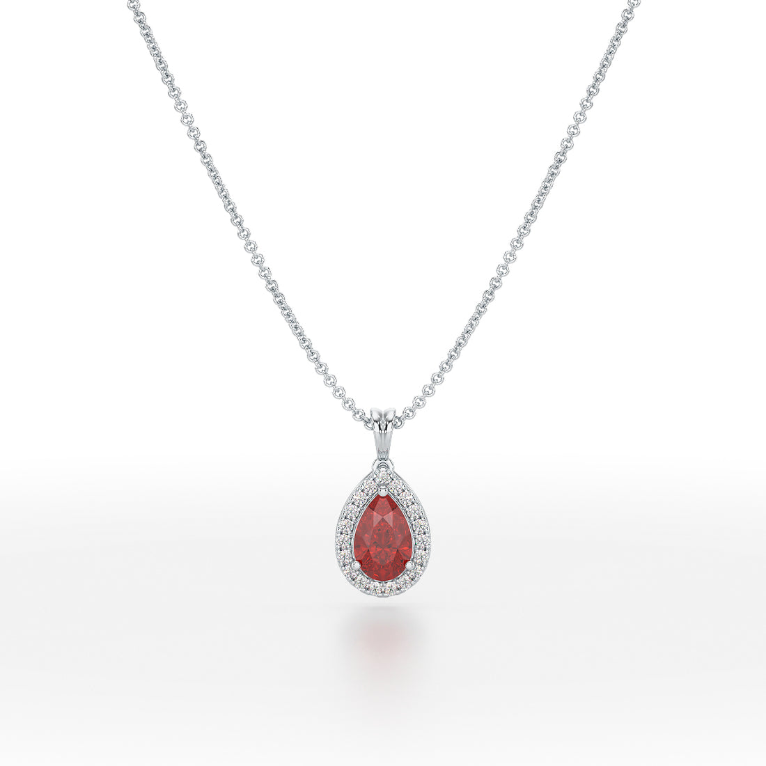 Pear Ruby Halo Pendant