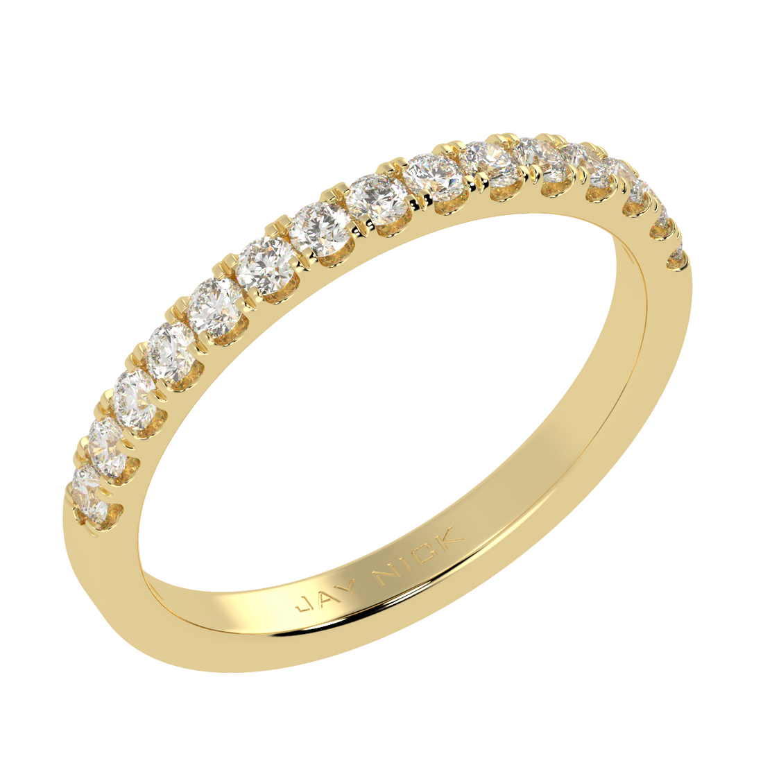 0.40ct Natural Diamond Half Eternity Ring  2.8mm 18K Yellow Gold