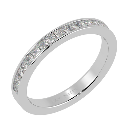 Wide Princess Cut Half Eternity Ring