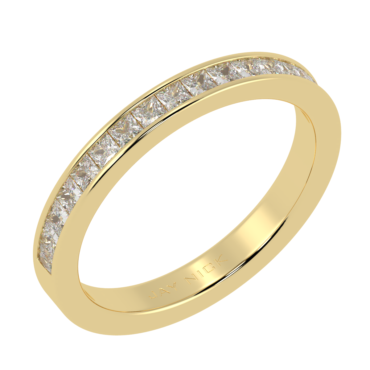 Wide Princess Cut Half Eternity Ring