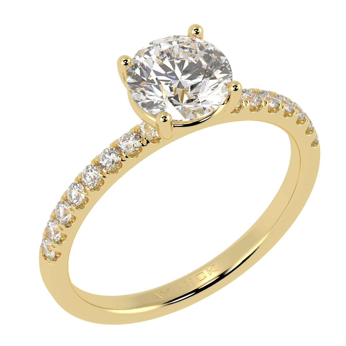 Modern Round Diamond Shoulder Ring