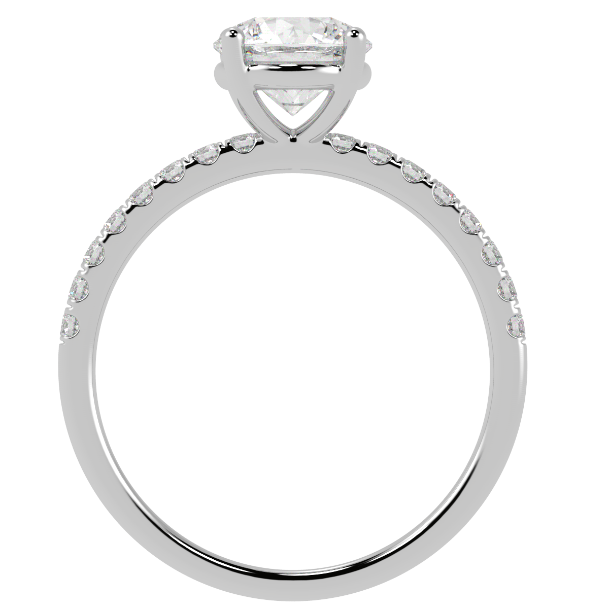 Modern Round Diamond Shoulder Ring