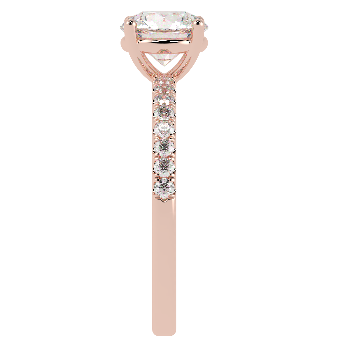 Modern Round Diamond Shoulder Ring