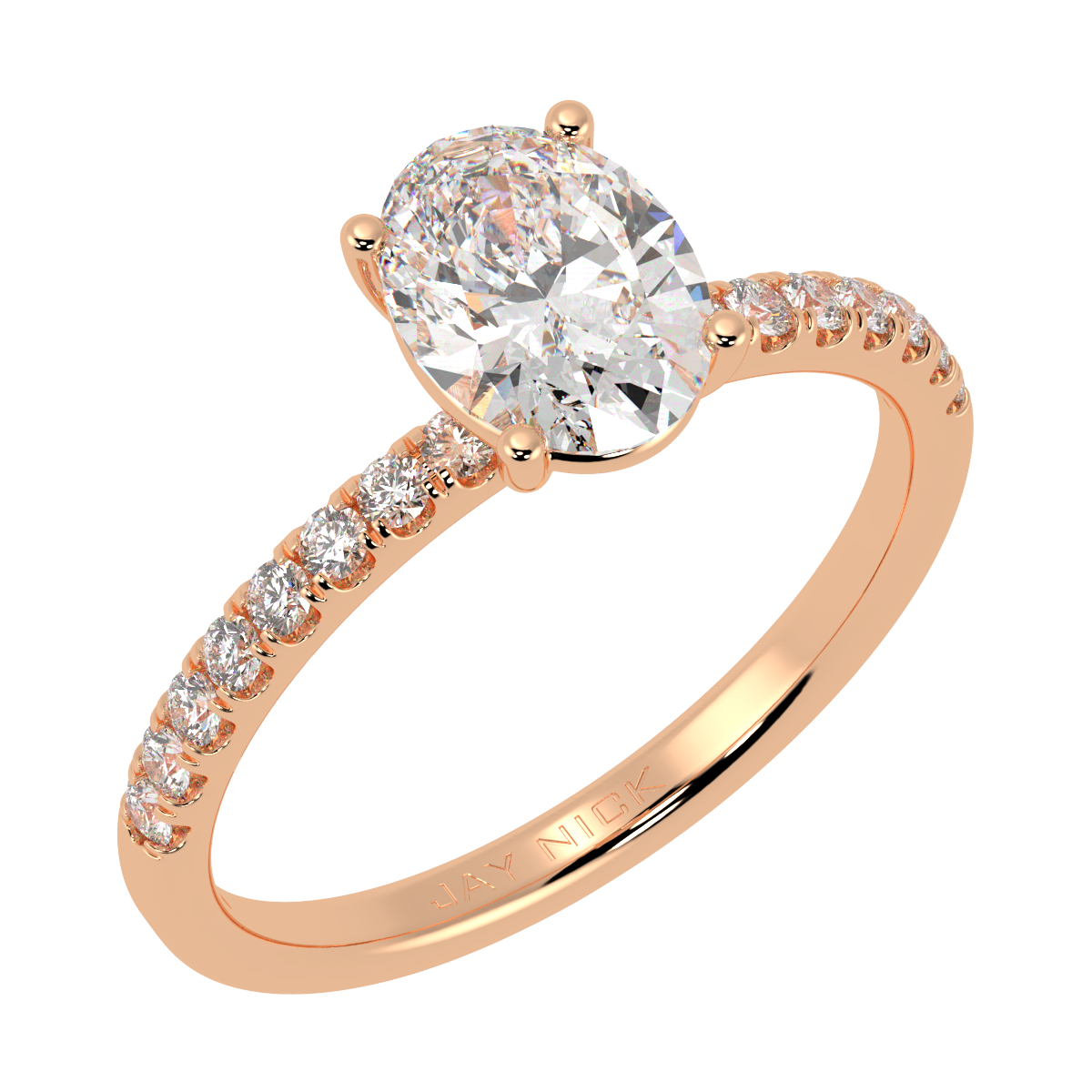 Modern Oval Diamond Shoulder Ring