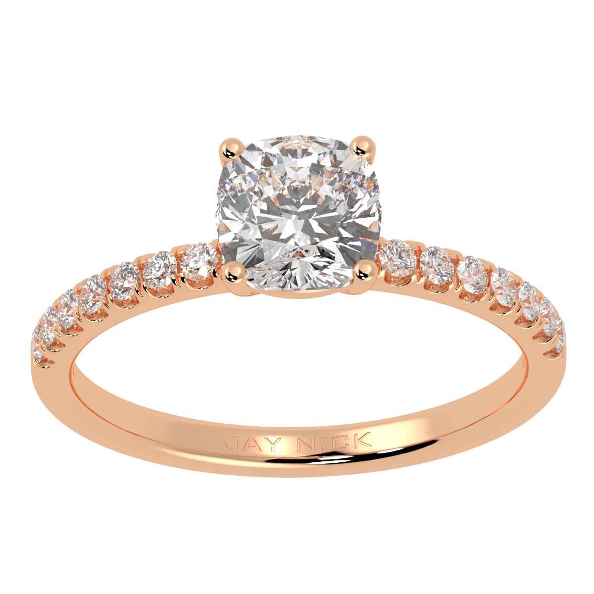 Modern Cushion Diamond Shoulder Ring