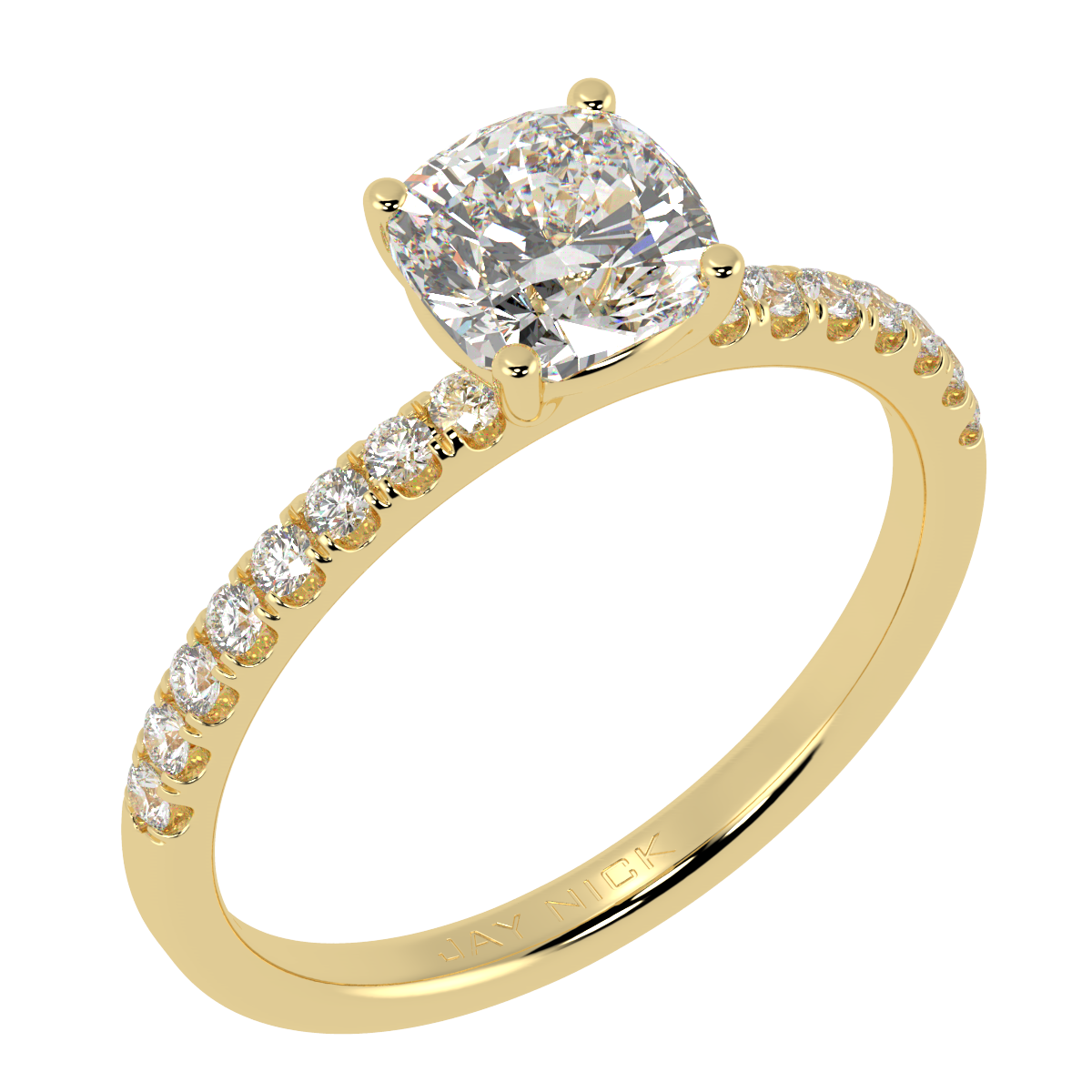 Modern Cushion Diamond Shoulder Ring