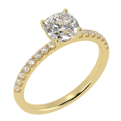 Modern Cushion Diamond Shoulder Ring