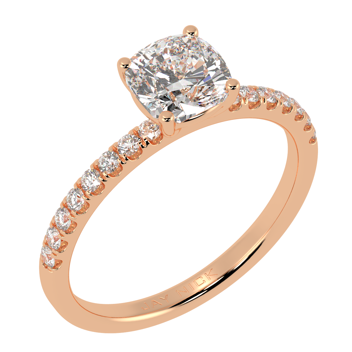 Modern Cushion Diamond Shoulder Ring