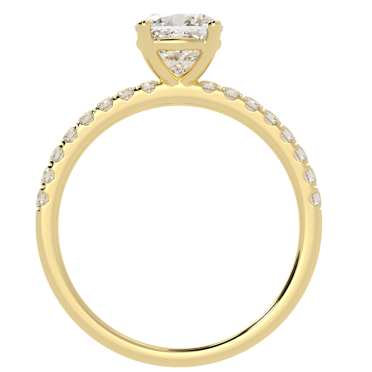 Modern Cushion Diamond Shoulder Ring