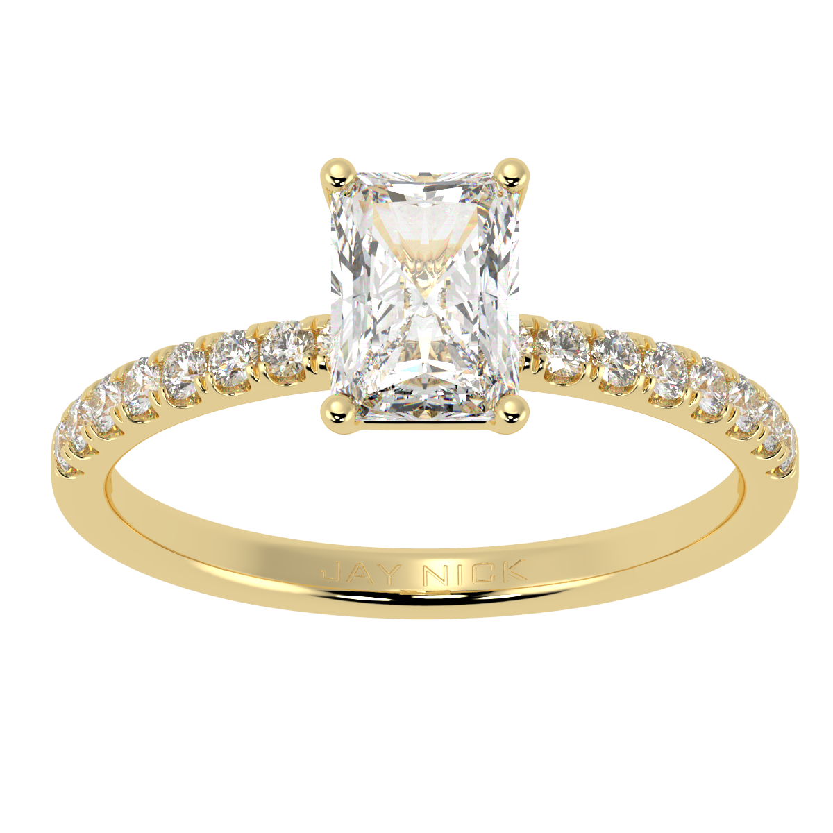 Modern Radiant Diamond Shoulder Ring