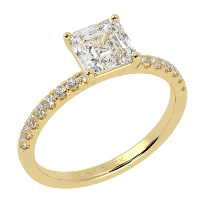 Modern Asscher Diamond Shoulder Ring