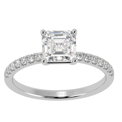 Modern Asscher Diamond Shoulder Ring