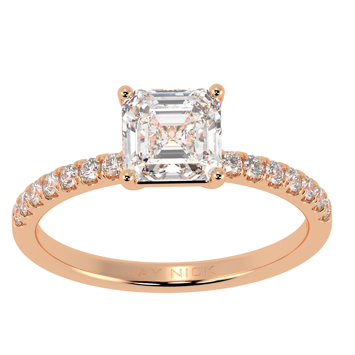 Modern Asscher Diamond Shoulder Ring