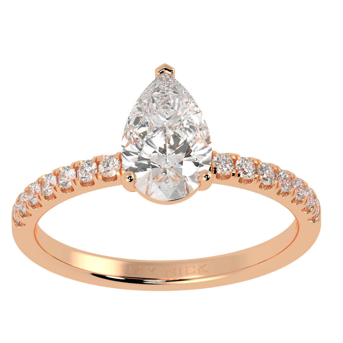 Modern Pear Diamond Shoulder Ring