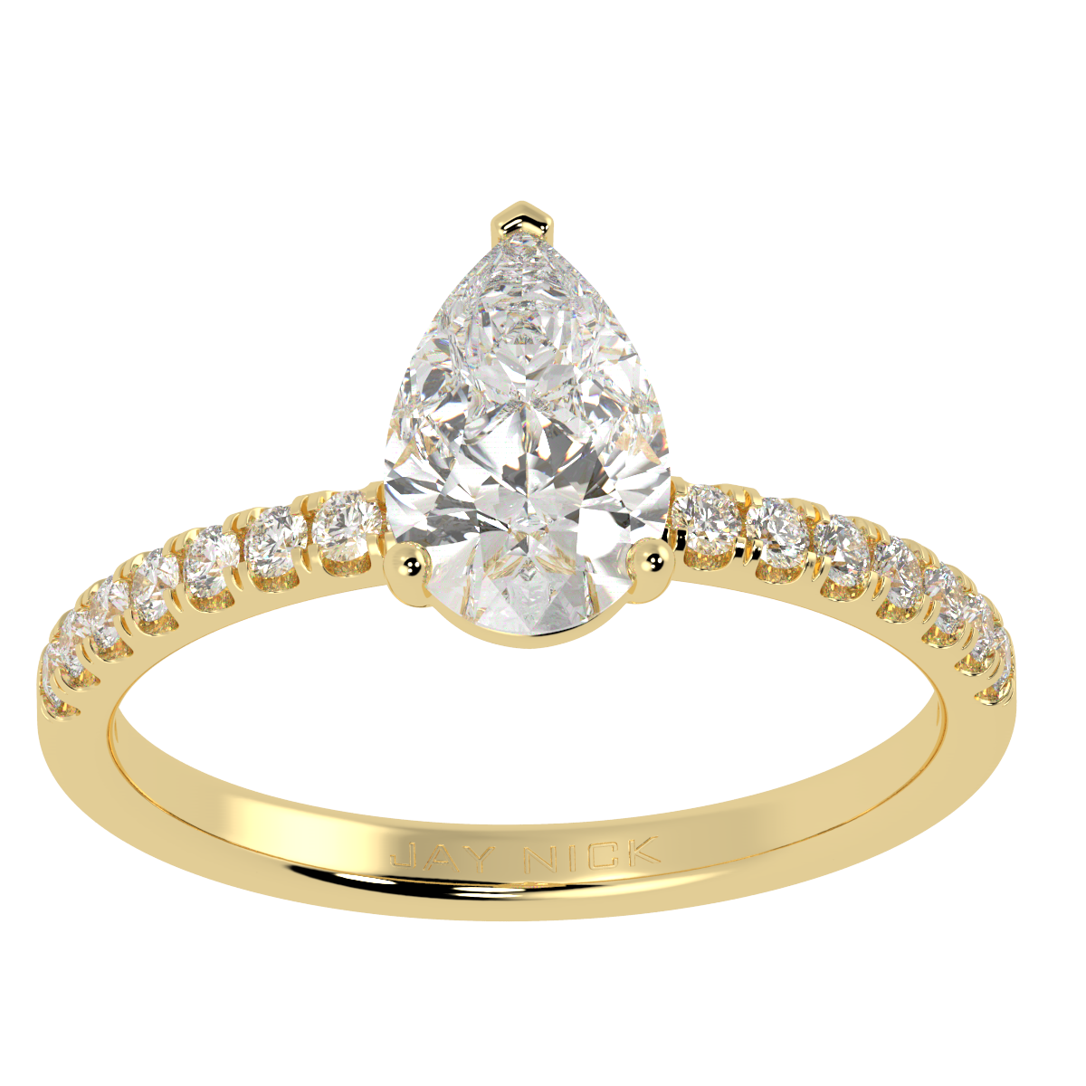 Modern Pear Diamond Shoulder Ring