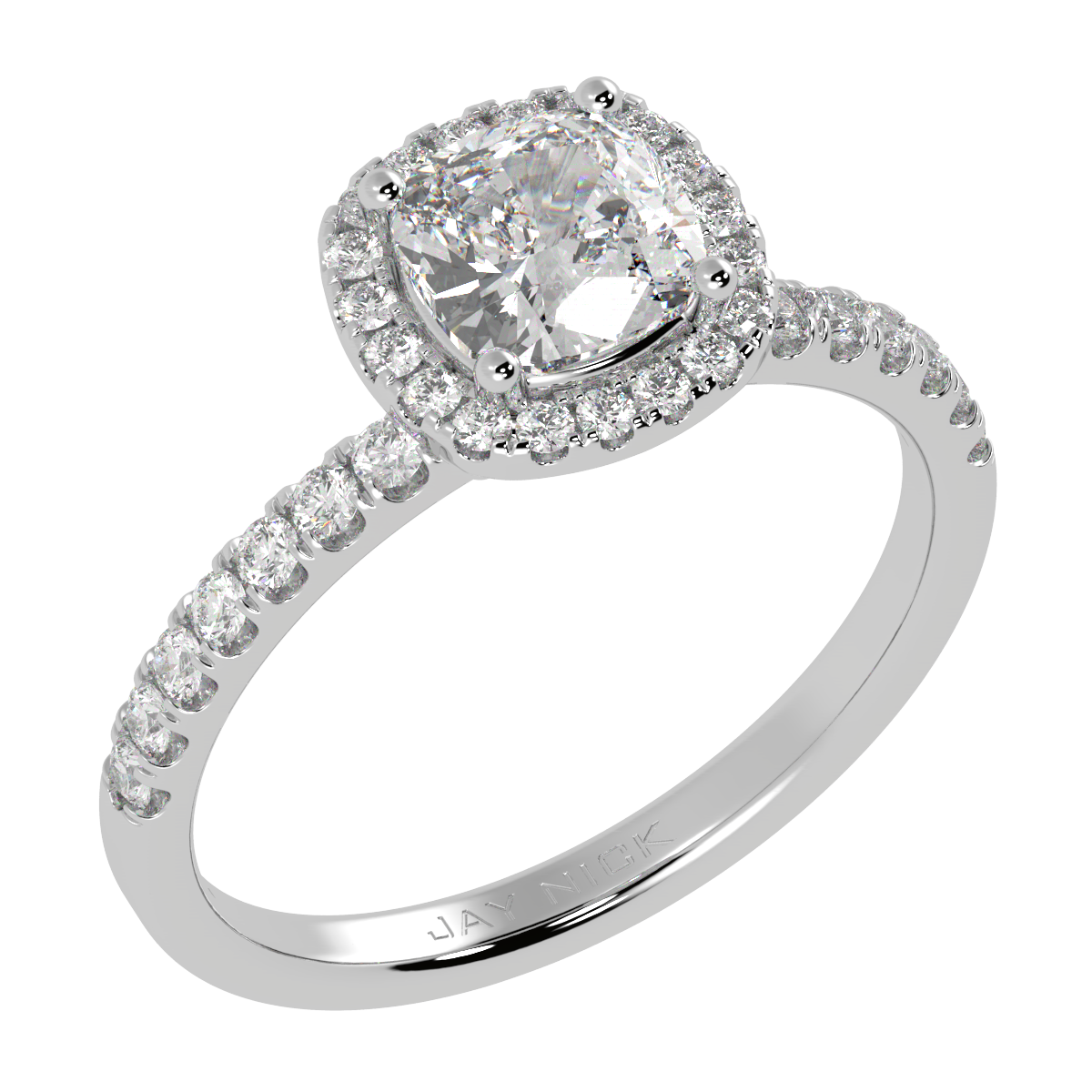 Modern Cushion Cut Halo Ring