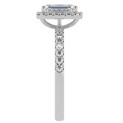 Modern Emerald Cut Halo Ring