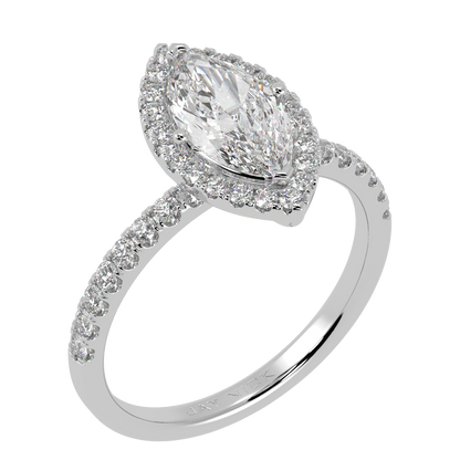 Modern Marquise Cut Halo Ring