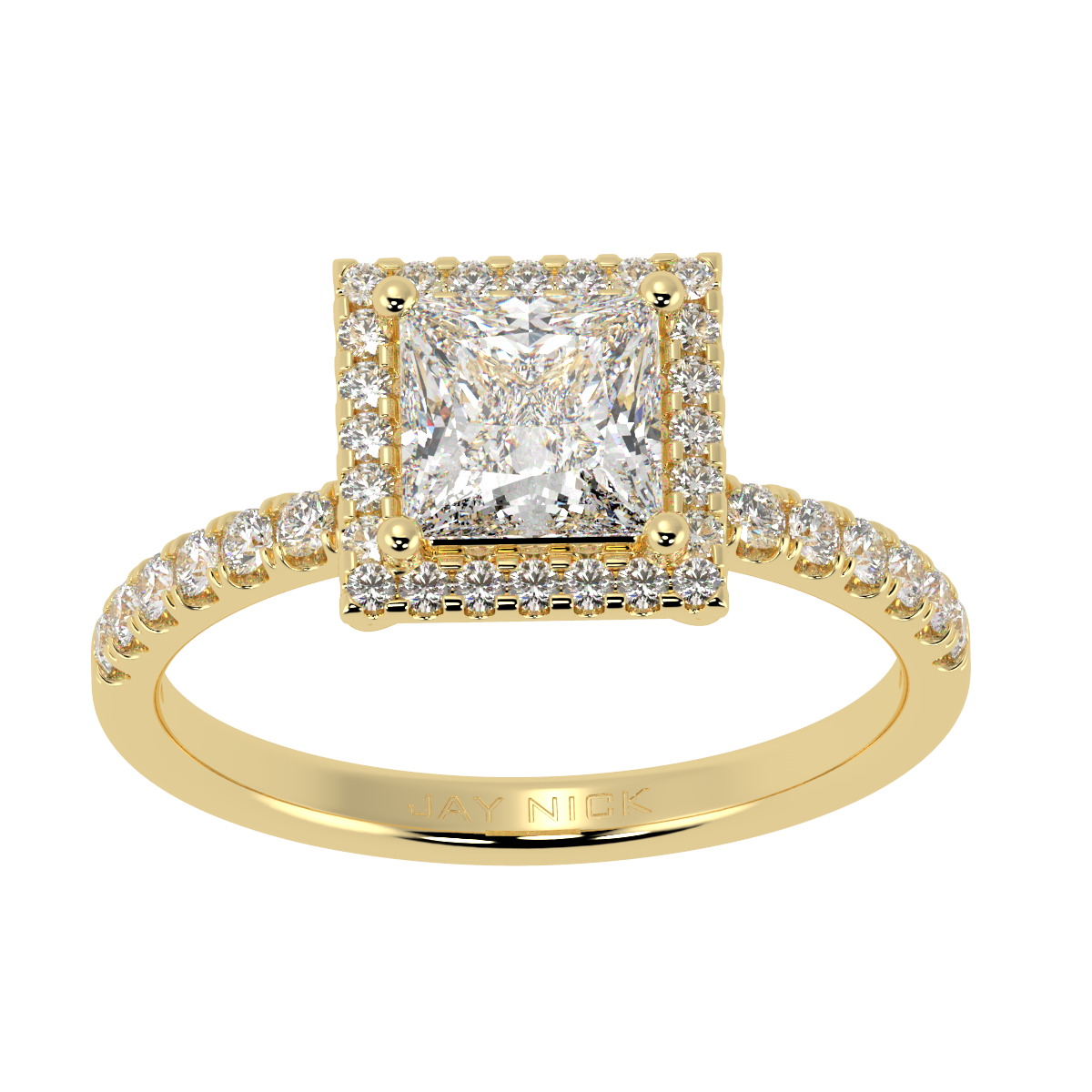 Modern Princess Cut Halo Ring