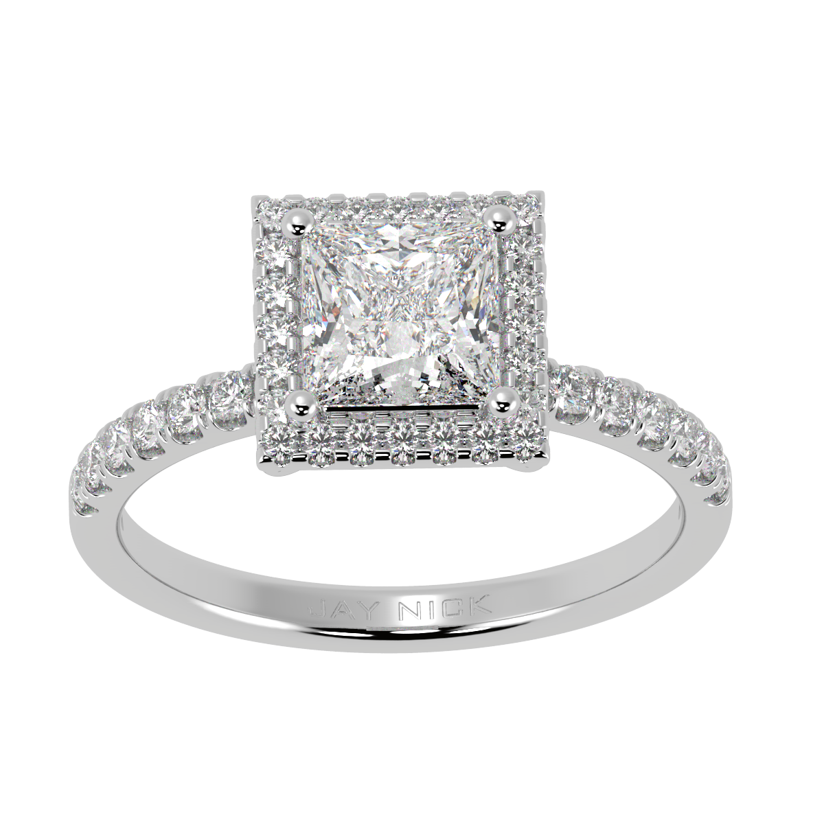 Modern Princess Cut Halo Ring