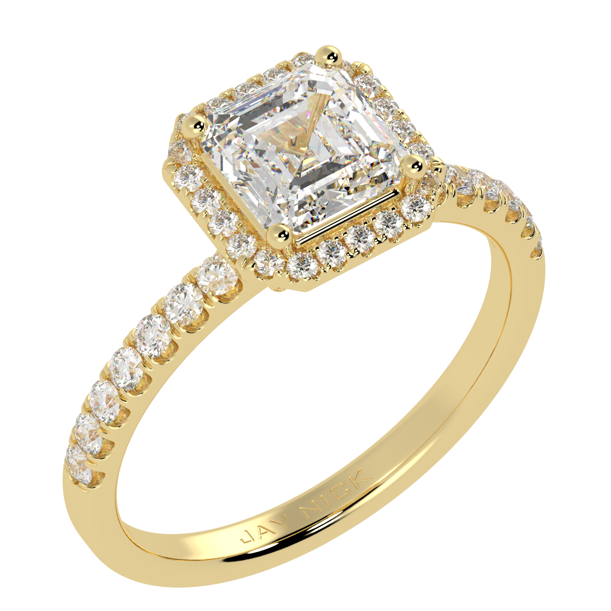 Modern Asscher Cut Halo Ring