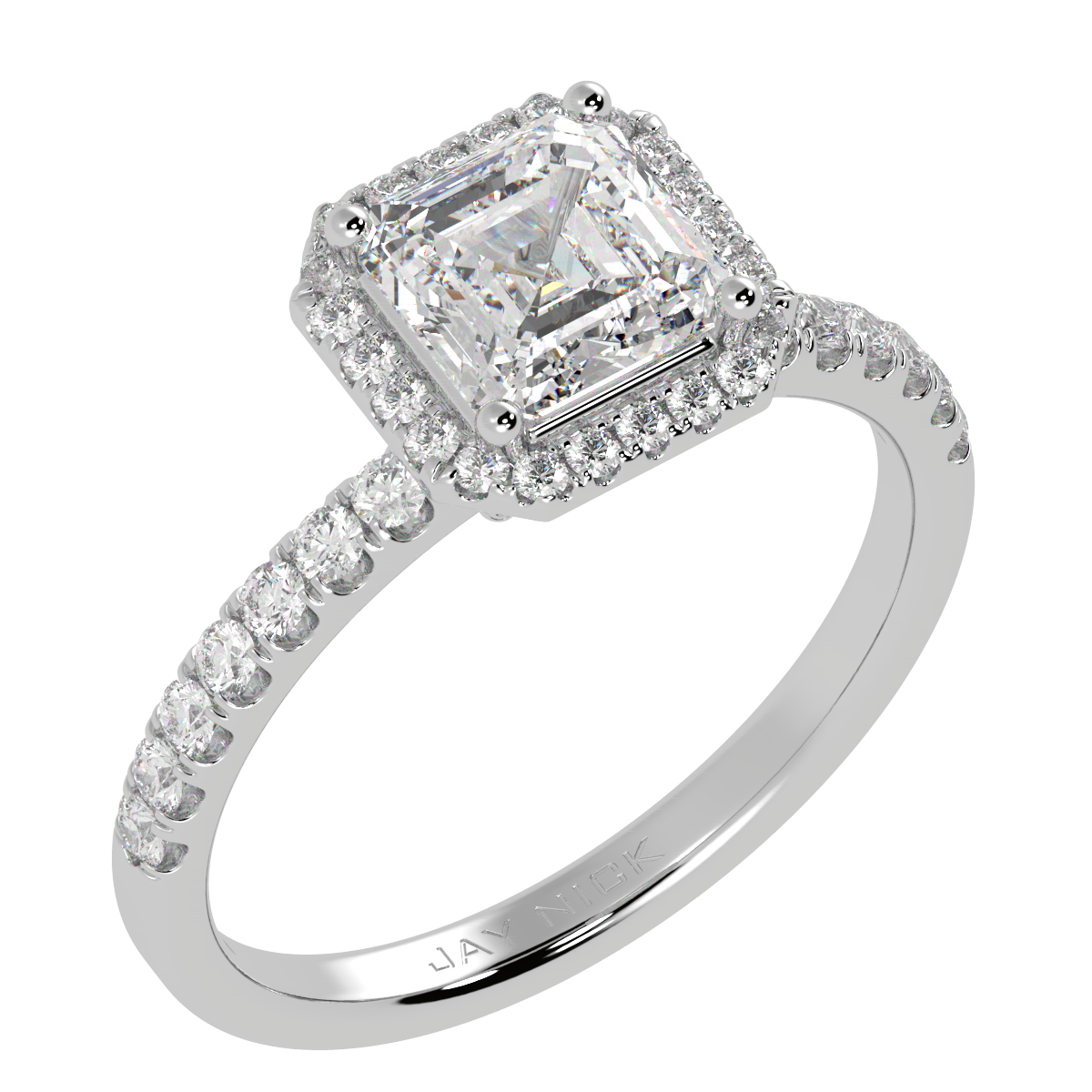 Modern Asscher Cut Halo Ring