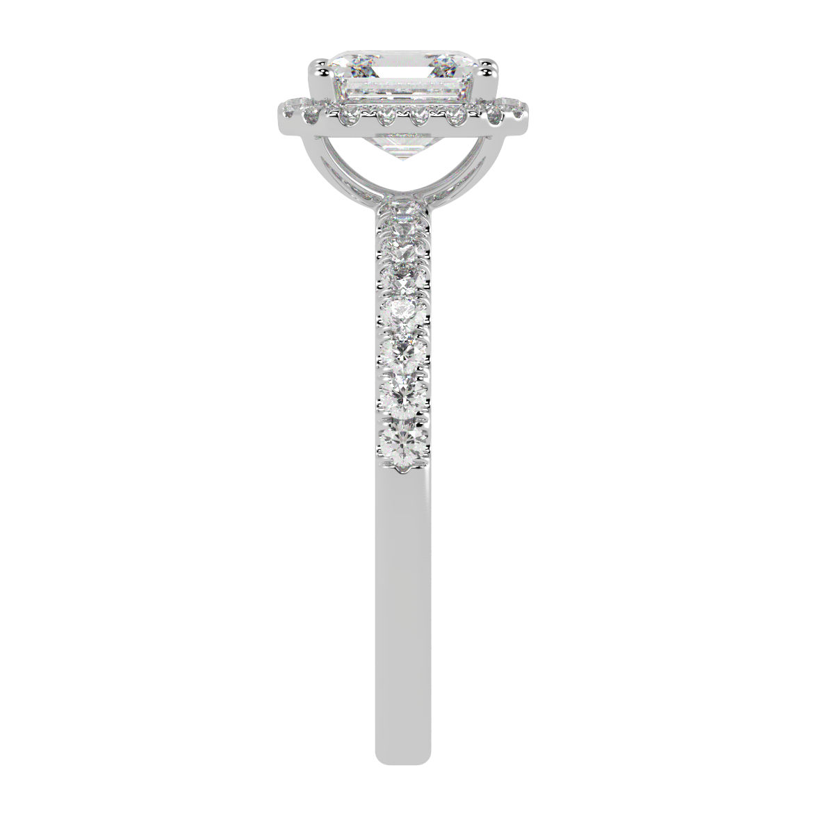 Modern Asscher Cut Halo Ring