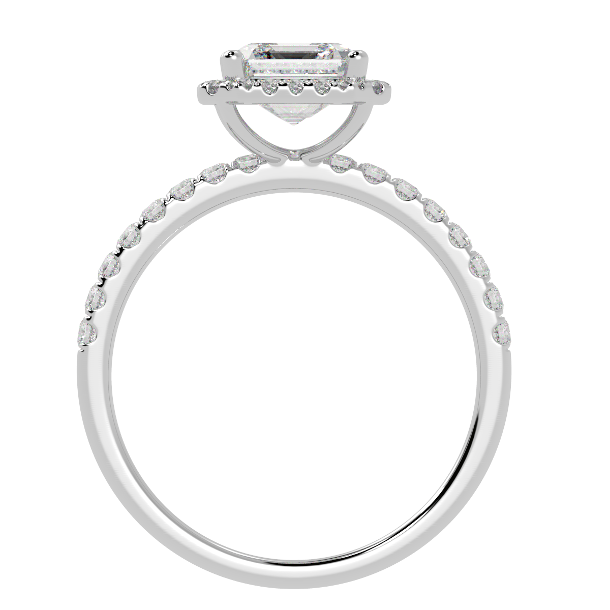 Modern Asscher Cut Halo Ring