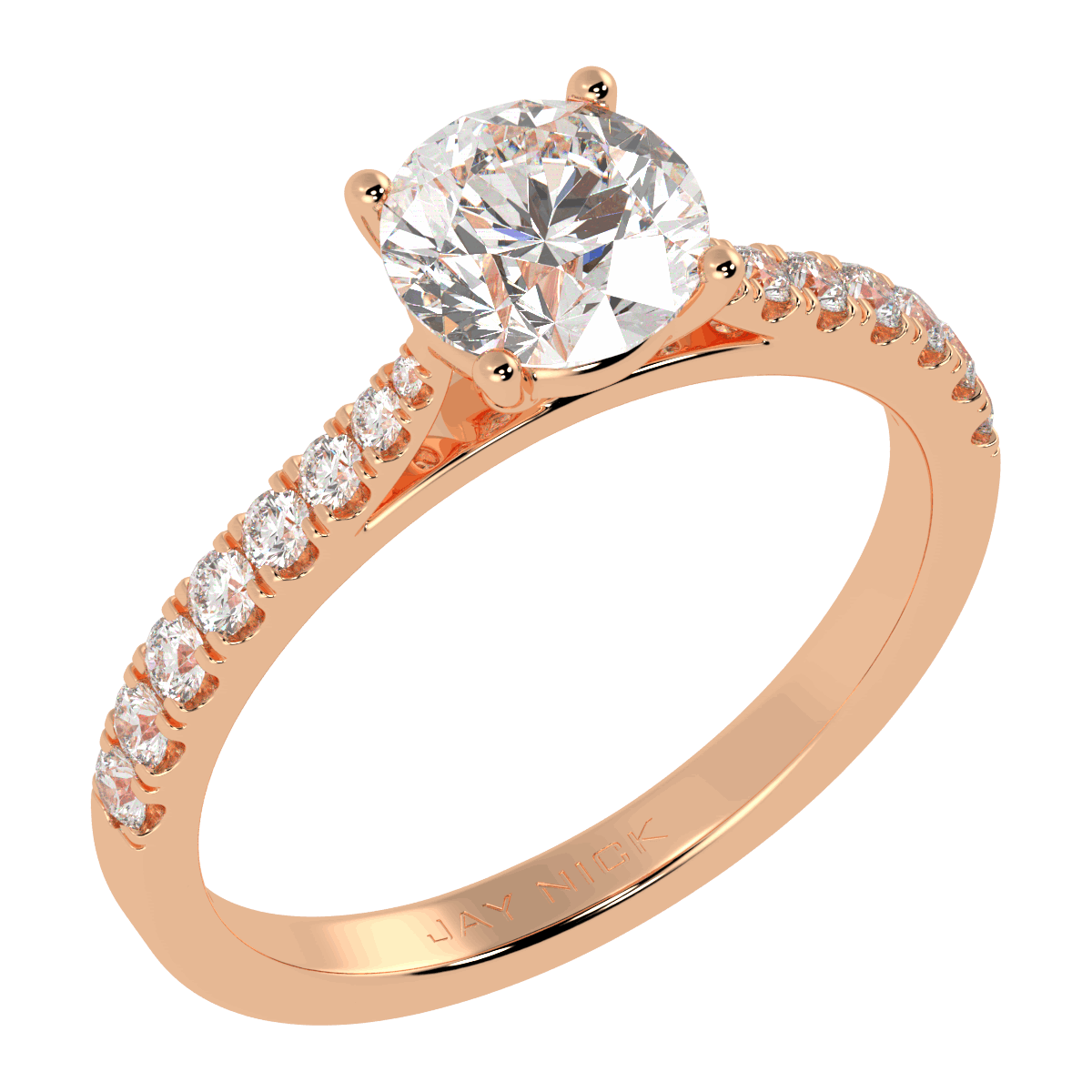 Classic Round Diamond Shoulder Ring