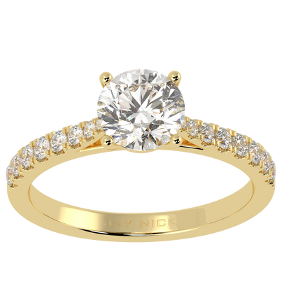 Classic Round Diamond Shoulder Ring