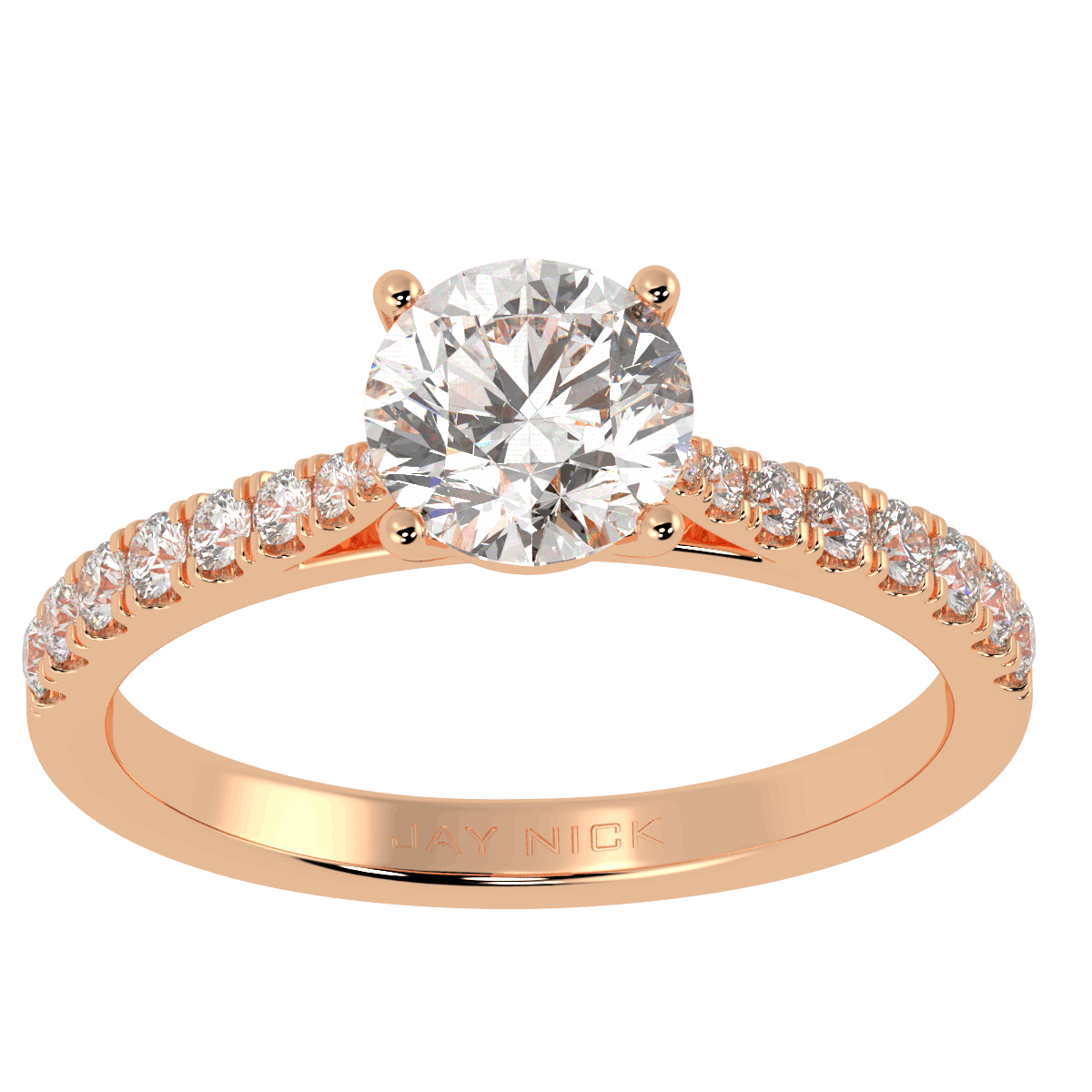 Classic Round Diamond Shoulder Ring