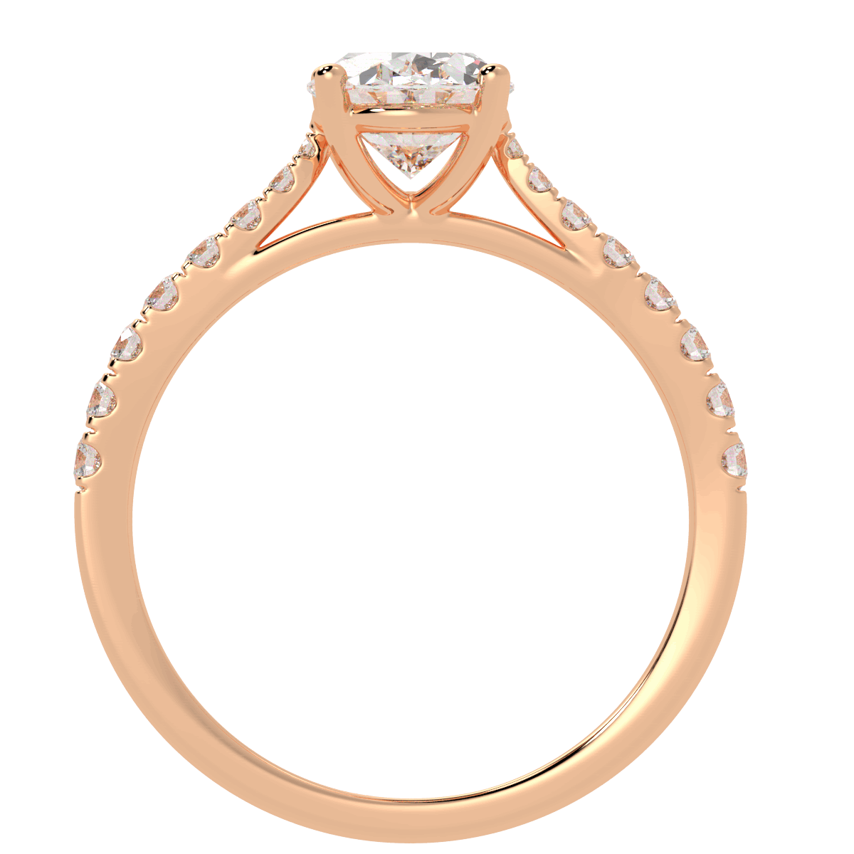 Classic Oval Diamond Shoulder Ring