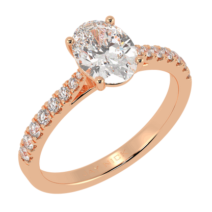 Classic Oval Diamond Shoulder Ring