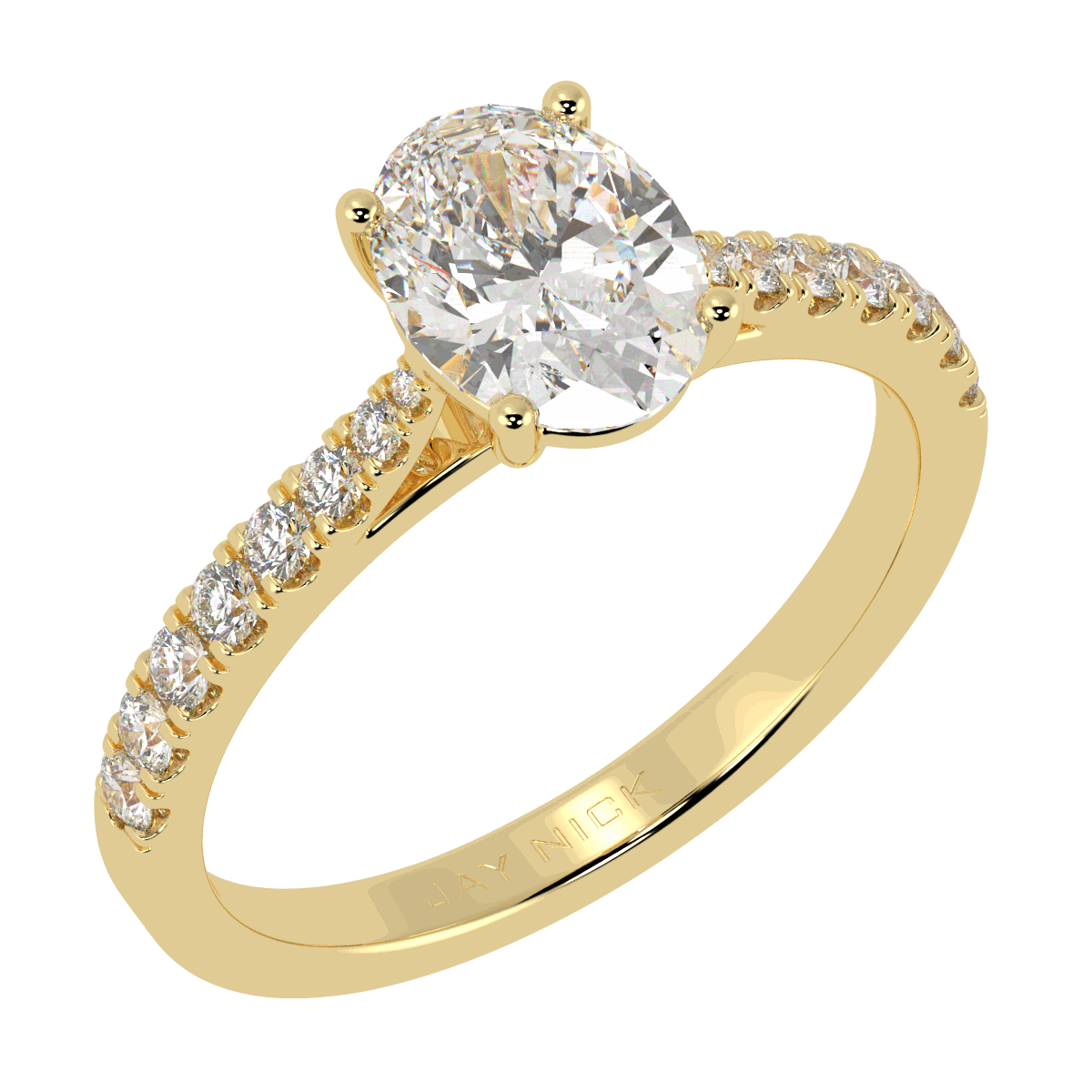 Classic Oval Diamond Shoulder Ring