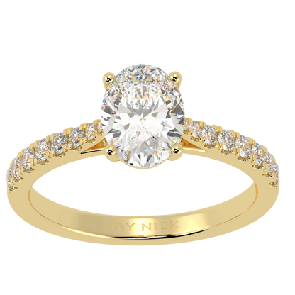 Classic Oval Diamond Shoulder Ring