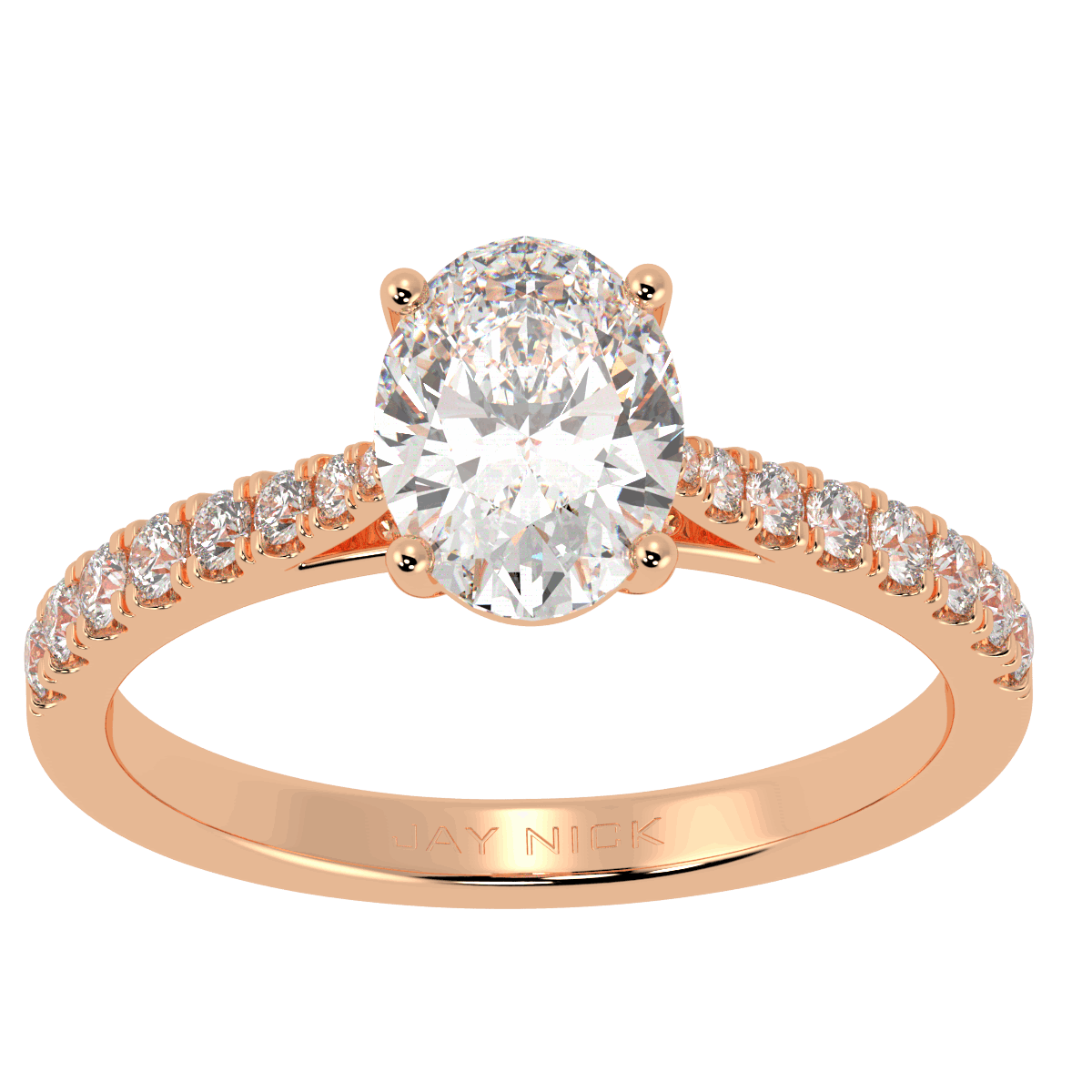 Classic Oval Diamond Shoulder Ring