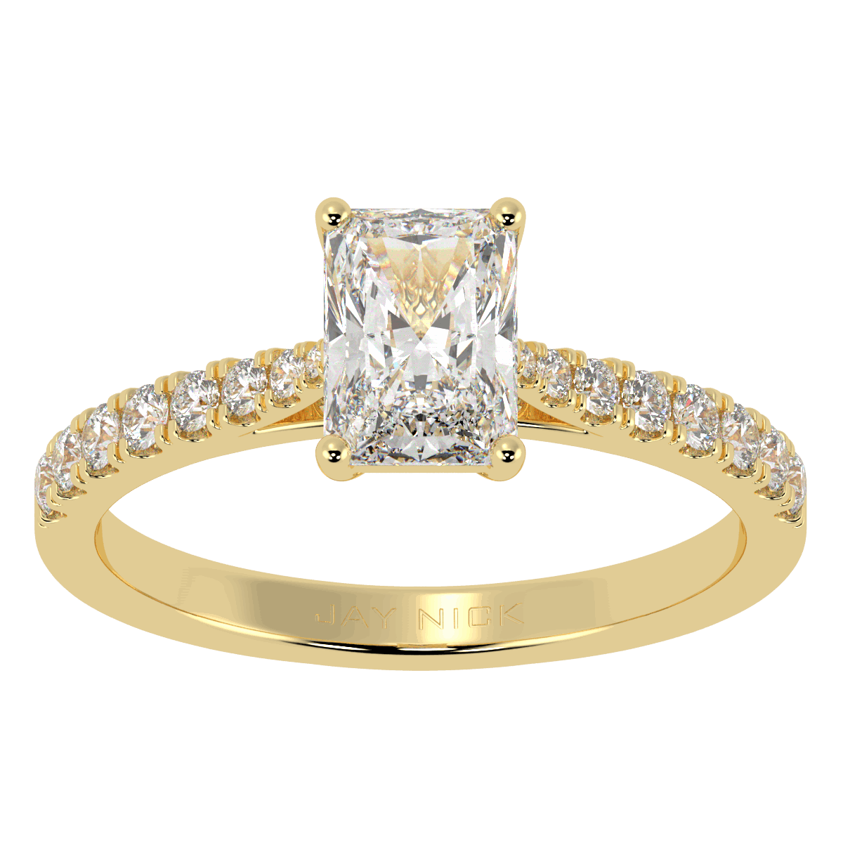 Classic Radiant Diamond Shoulder Ring