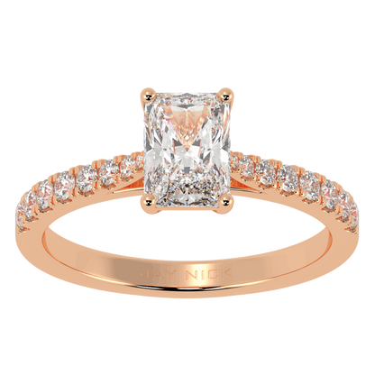 Classic Radiant Diamond Shoulder Ring