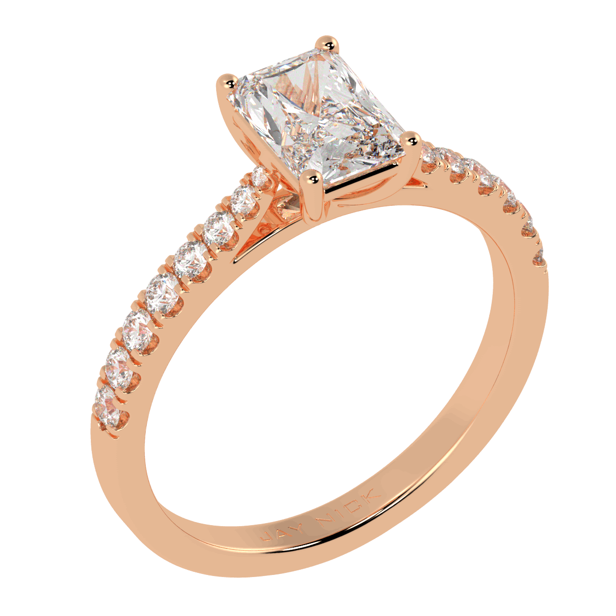 Classic Radiant Diamond Shoulder Ring