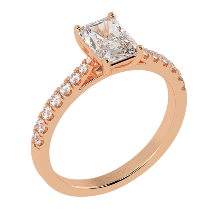 Classic Radiant Diamond Shoulder Ring