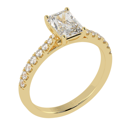 Classic Radiant Diamond Shoulder Ring