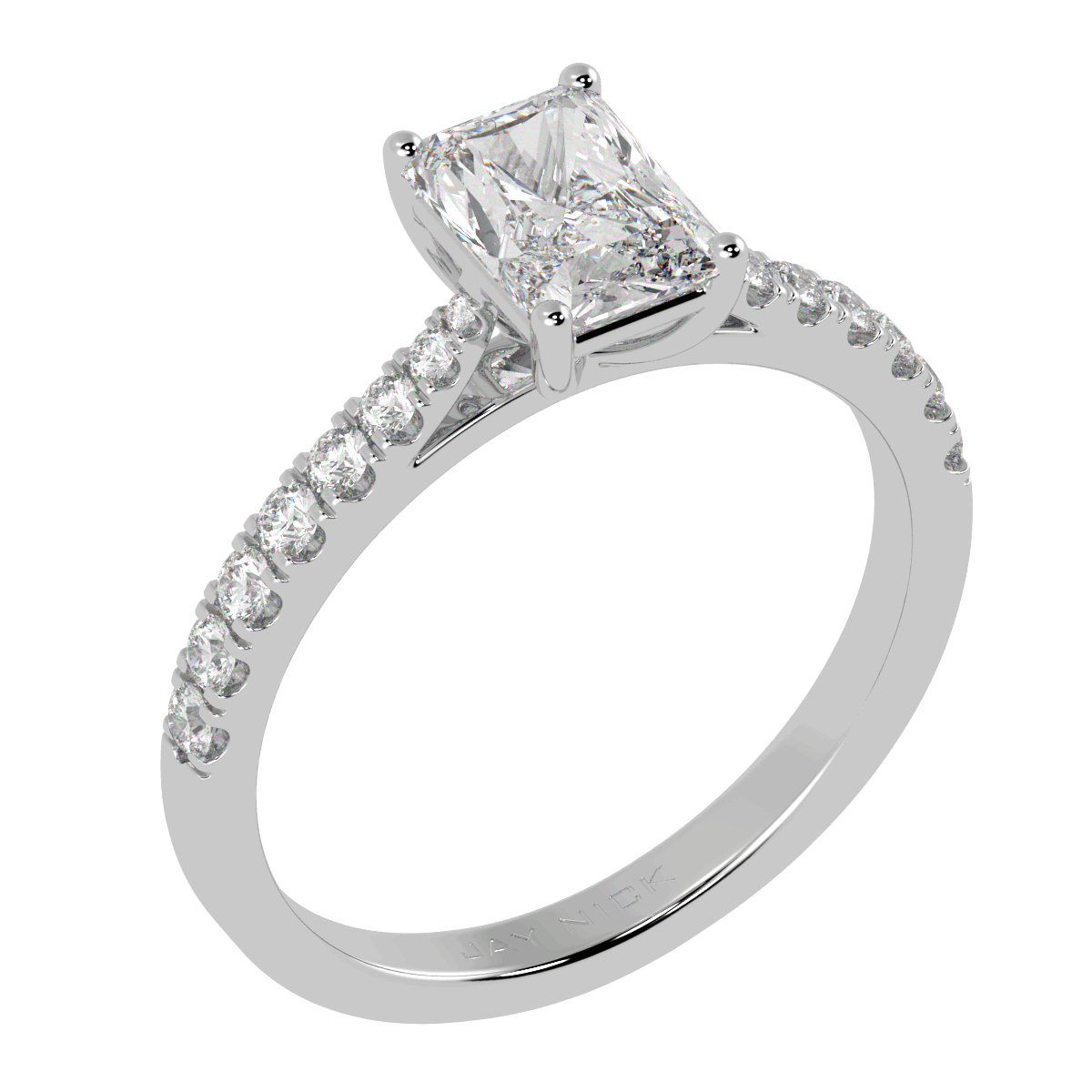 Classic Radiant Diamond Shoulder Ring