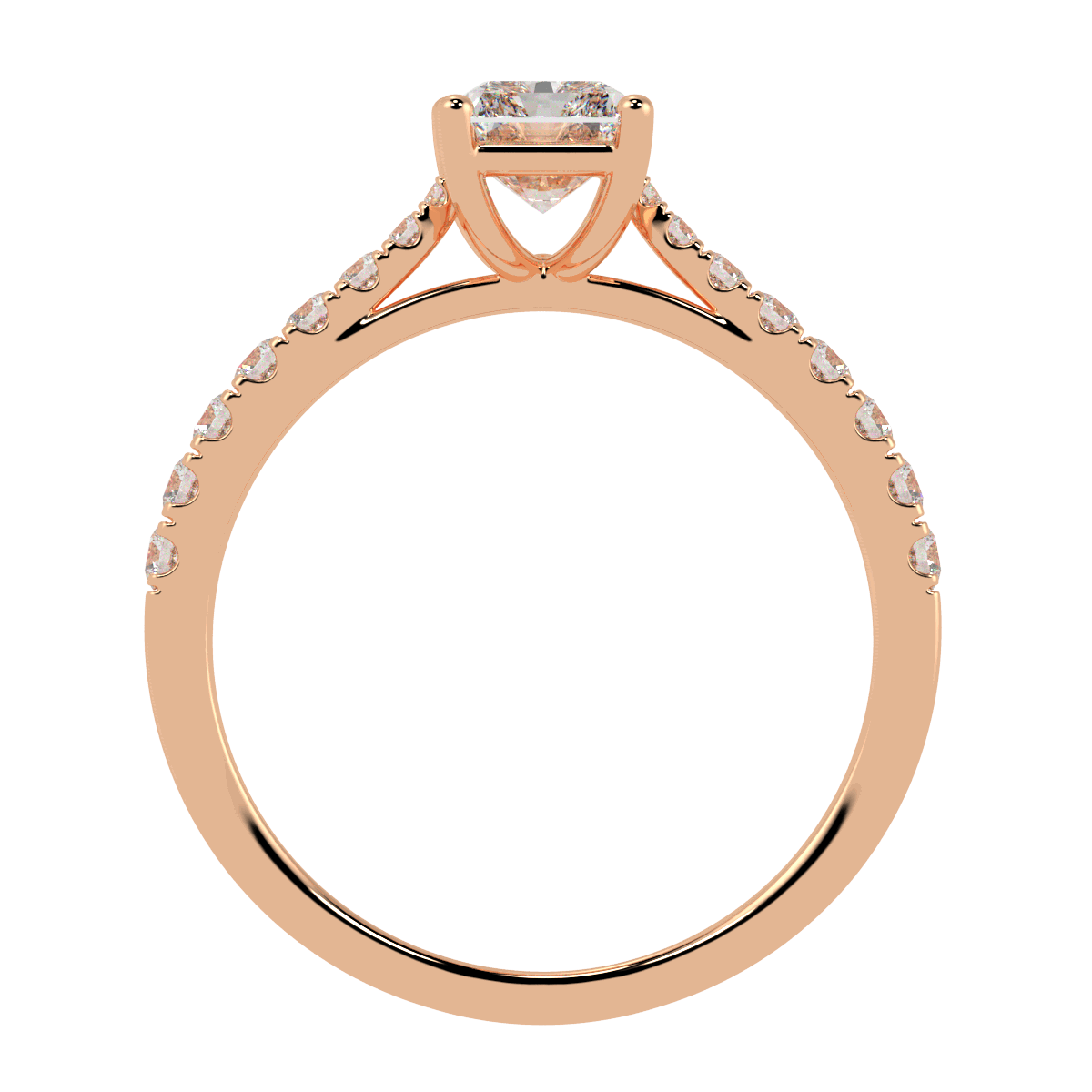 Classic Radiant Diamond Shoulder Ring