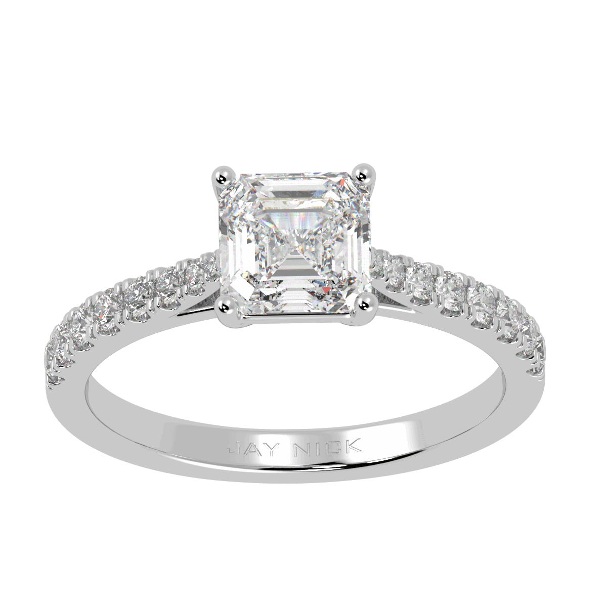 Classic Asscher Diamond Shoulder Ring