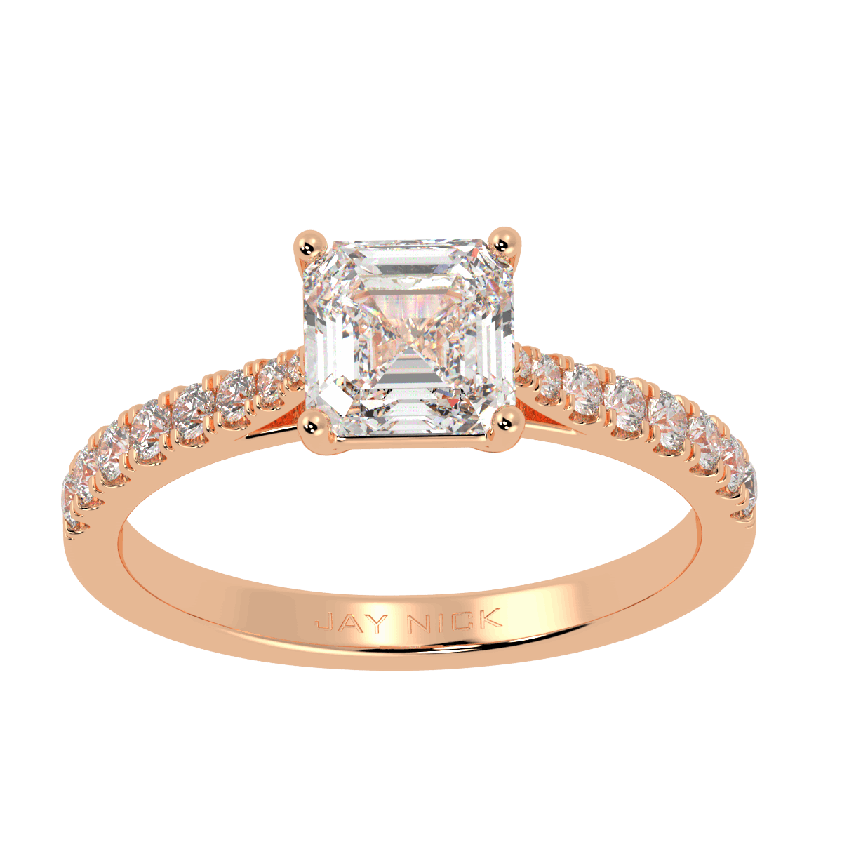 Classic Asscher Diamond Shoulder Ring