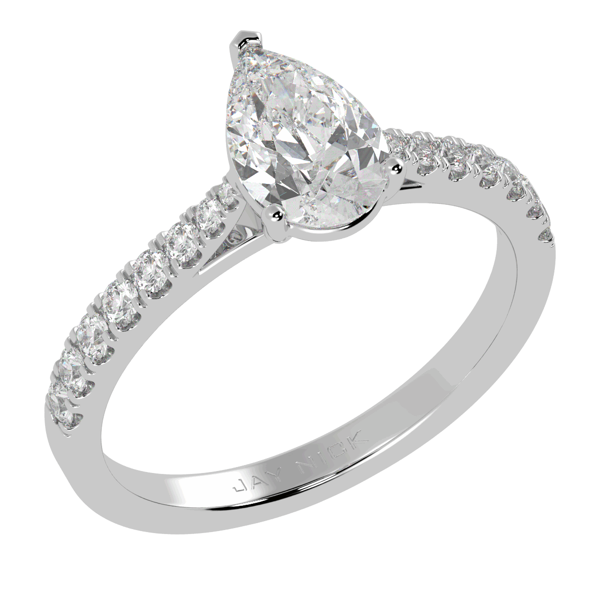 Classic Pear Diamond Shoulder Ring