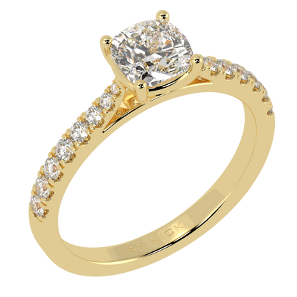 Classic Cushion Diamond Shoulder Ring