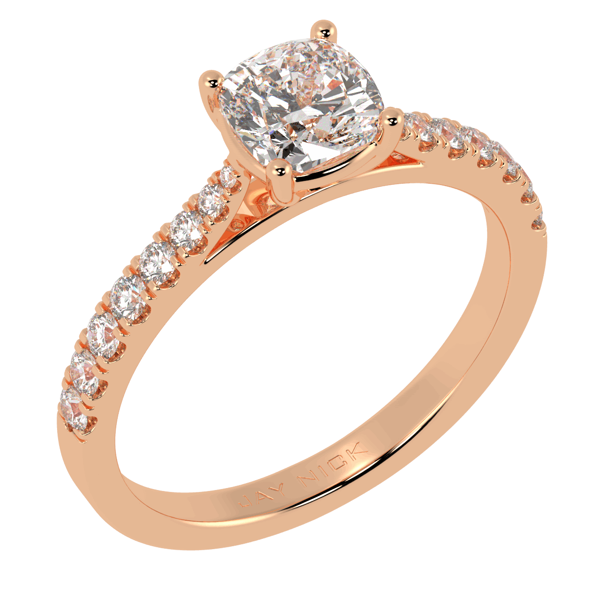 Classic Cushion Diamond Shoulder Ring