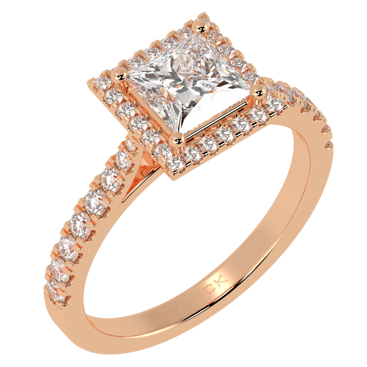 Classic Princess Cut Halo Ring