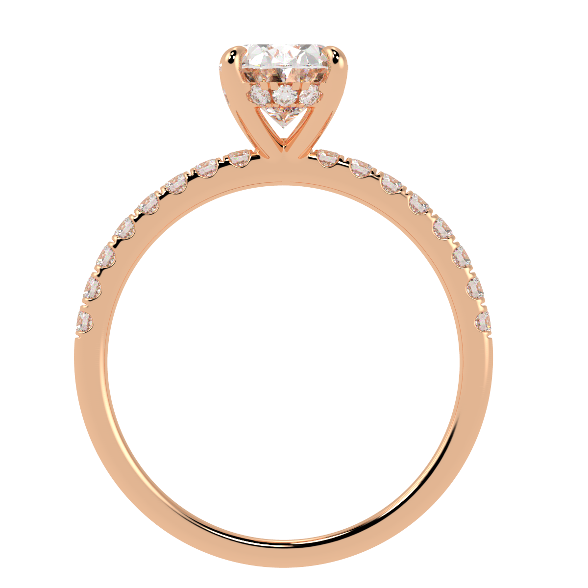 Oval Cut Studded Hidden Halo Ring